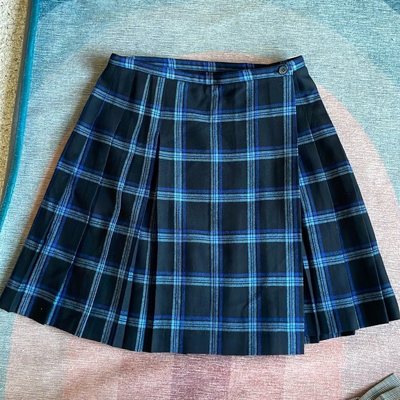 (2) Vintage Calvin Klein Pure Wool High Rise Plaid School Girl Skirt - Picture 3 of 14